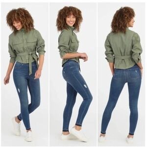 SPANX Women's Distressed Skinny Jeans with Frayed‎ Hem Size Medium